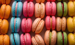a bunch of macaroons lined up next to each other