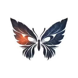 the black butterfly is painted with a light colored wing