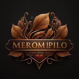 a golden emblem with leaves and leaves for meroniplo