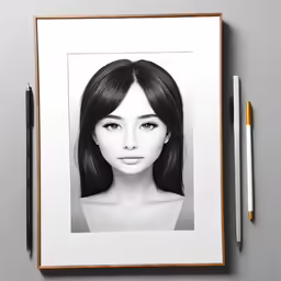 a pen and paper that has an art print on it