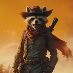 a man dressed as a wolf with a gun