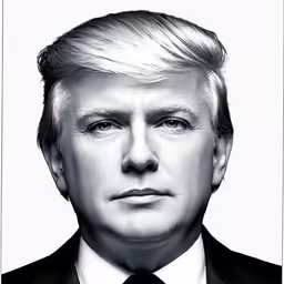 a portrait of president donald trump in black and white