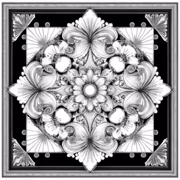 a black and white design on a black background