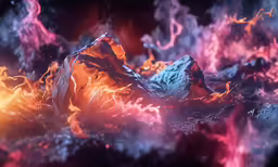 a pile of fire is shown in the air