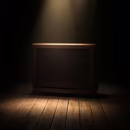 an empty radio in the dark with lights on