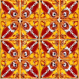 the tile in this tile is made of orange and red