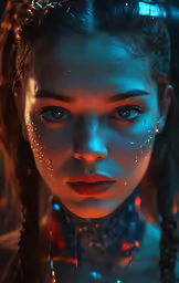 the face of a girl with a strange make up
