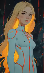 a cartoon figure wearing tight blue clothes