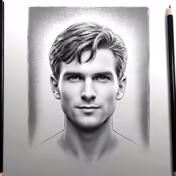 a black and white drawing of a man