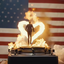 the man is standing on top of a turntable