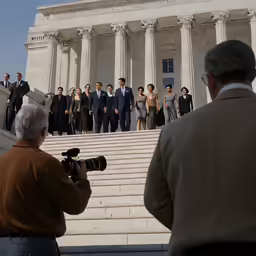a man takes photos of his surroundings outside the supreme court