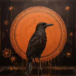 a large black bird sitting on top of a table