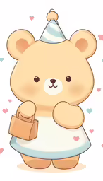 a teddy bear is wearing a birthday hat