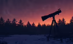 there is a telescope on a tripod outdoors in the snow