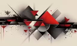 abstract shapes with a red, grey, and black background