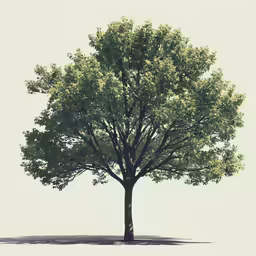 a large green tree with leaves on a white background