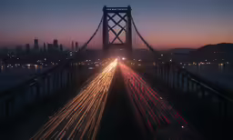 the sun is shining down on cars and bridges