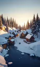 a small creek that runs between two buildings