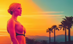 there is a woman in a bikini with her hands on her hips