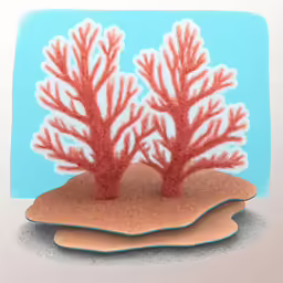 a pair of corals are sitting on top of some seaweed