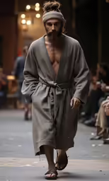 a man wearing a robe on the runway