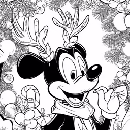 mickey mouse christmas coloring pages with holly tree