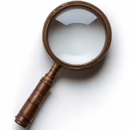 a magnifying glass on a white table