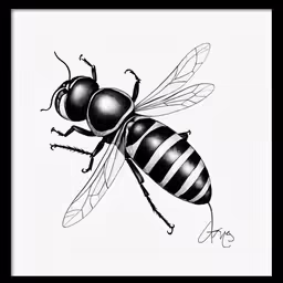an illustration of two bees with black and white stripes