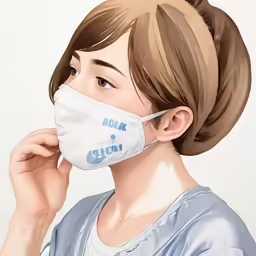 a young girl wearing a protective medical face mask