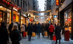 people are walking down the street in a busy area