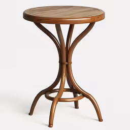 an up - cycled wooden table with a round shaped wooden top