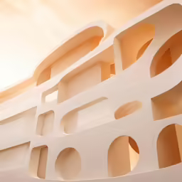 an architectural structure with circular holes on the surface