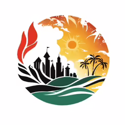 a logo designed to look like a sunset over the beach