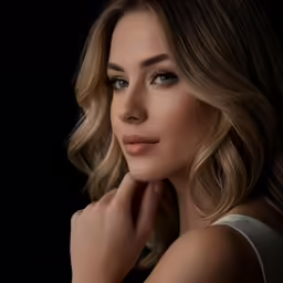 the girl with long blonde hair is posing