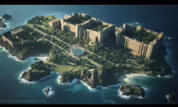the island of an ancient castle in the ocean