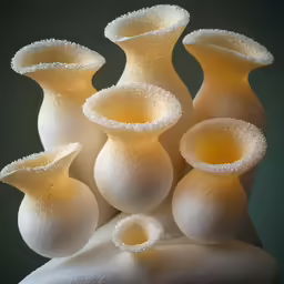 there are four vases sitting side by side