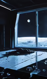 a room with a view into a distant planet