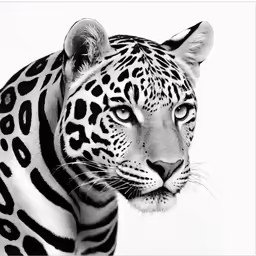 a black and white photo of a leopard