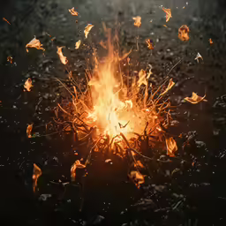 fire in the middle of a grassy area