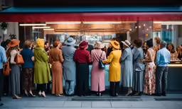 a crowd of people standing together next to each other