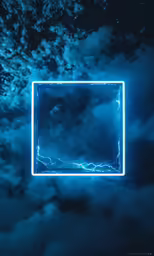 neon frame in the sky with clouds
