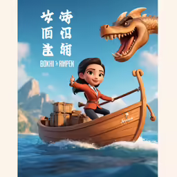 a person riding on a boat with an alligator