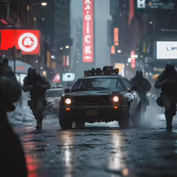 police officers, in the rain and on patrol