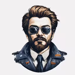 the avengers drawing is a selfie of himself wearing a tie,a drawing of a bearded man wearing sunglasses