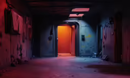 the dark room is almost empty of any people