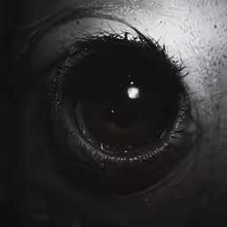 the eye of an elephant seen through wet glass
