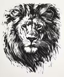 a black and white drawing of a lion,an ink drawing of a lion