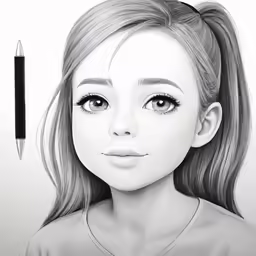 a pencil drawing of a girl with long hair