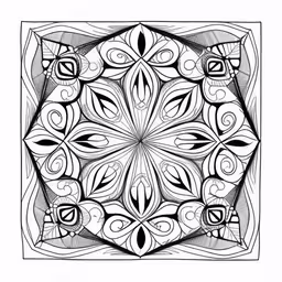 black and white graphic of a fancy design,the black and white pattern is of flowers