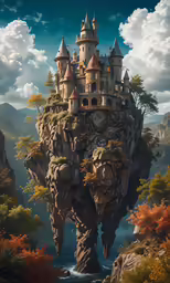 a castle is in a rock outcropping in the forest